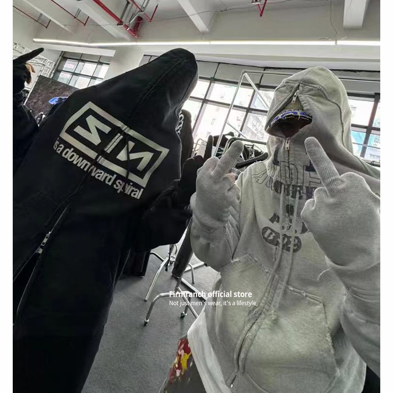 Street Fashion Zip Up Hoodie - Firmranch جديد الخريف الشتاء الأرشيف الكوري