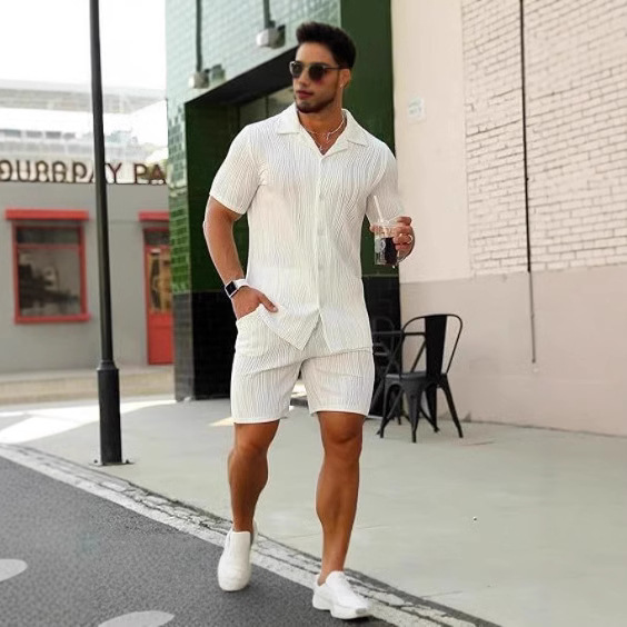 طقم رجالي من قطعتين: قميص بأكم - مراجعة Street Fashion China وسعره