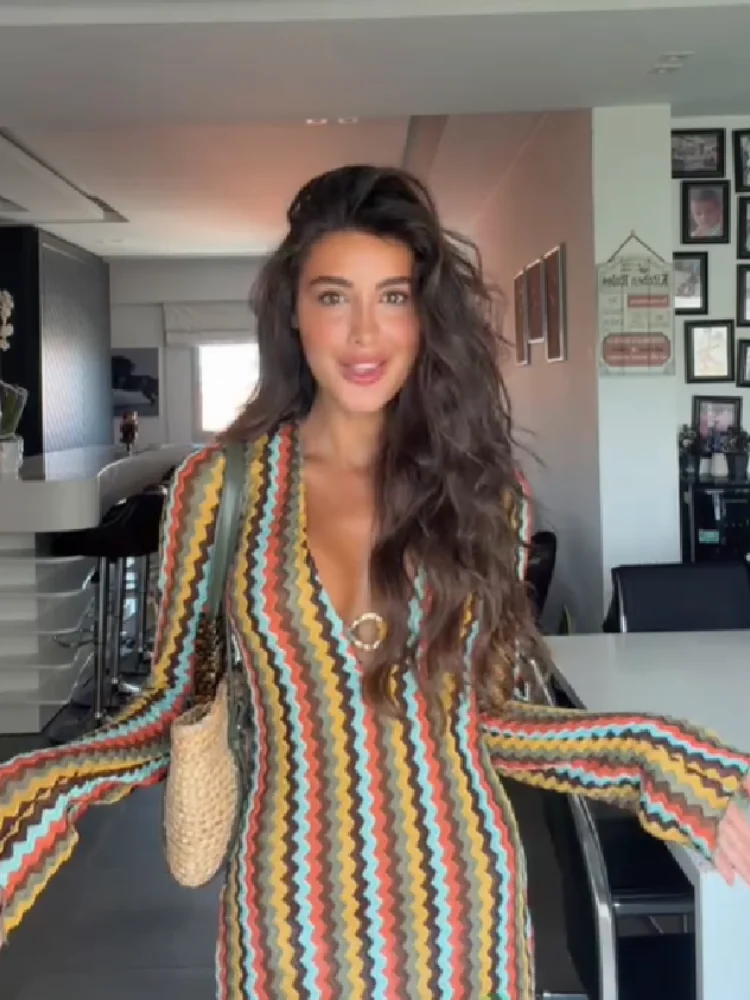 فستان محبوك متعدد الألوان بخطو - مراجعة Fashion Street Night وسعره
