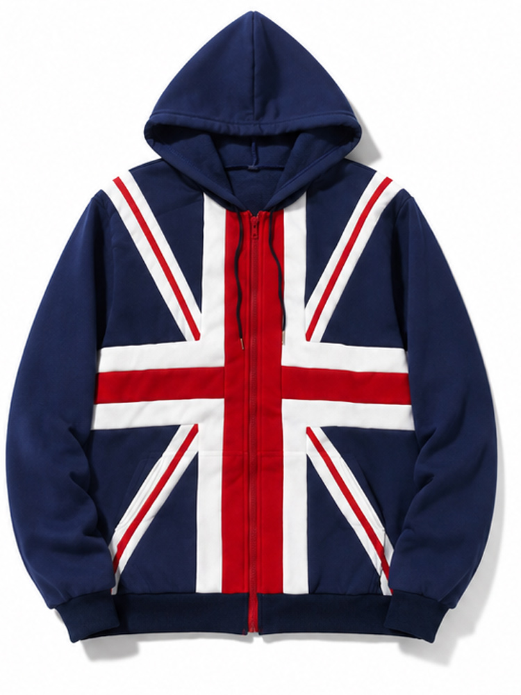 هودي نسائي بطبعة العلم البريطا - مراجعة Street Fashion Zip Up Hoodie وسعره
