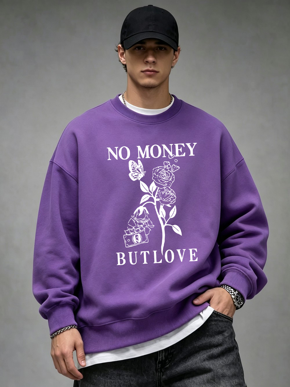 لا يوجد مال بل الحب - هوديز رج - مراجعة Oversized Crewneck Fleece وسعره