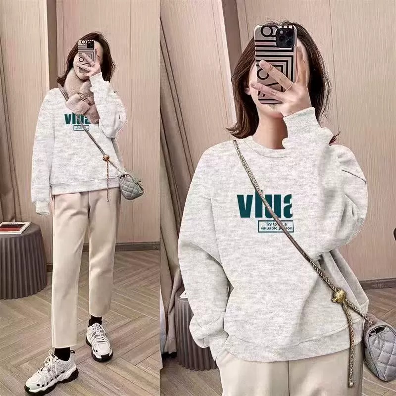 بلوزة نسائية واسعة برقبة دائري - مراجعة Oversized Crewneck Fleece وسعره