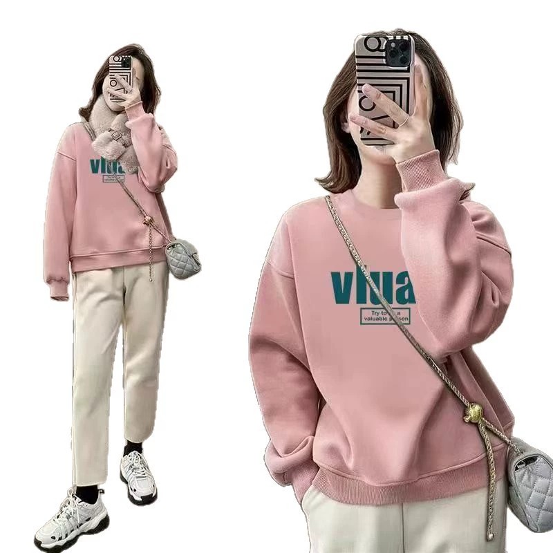 بلوزة نسائية واسعة برقبة دائري - مراجعة Oversized Crewneck Fleece وسعره