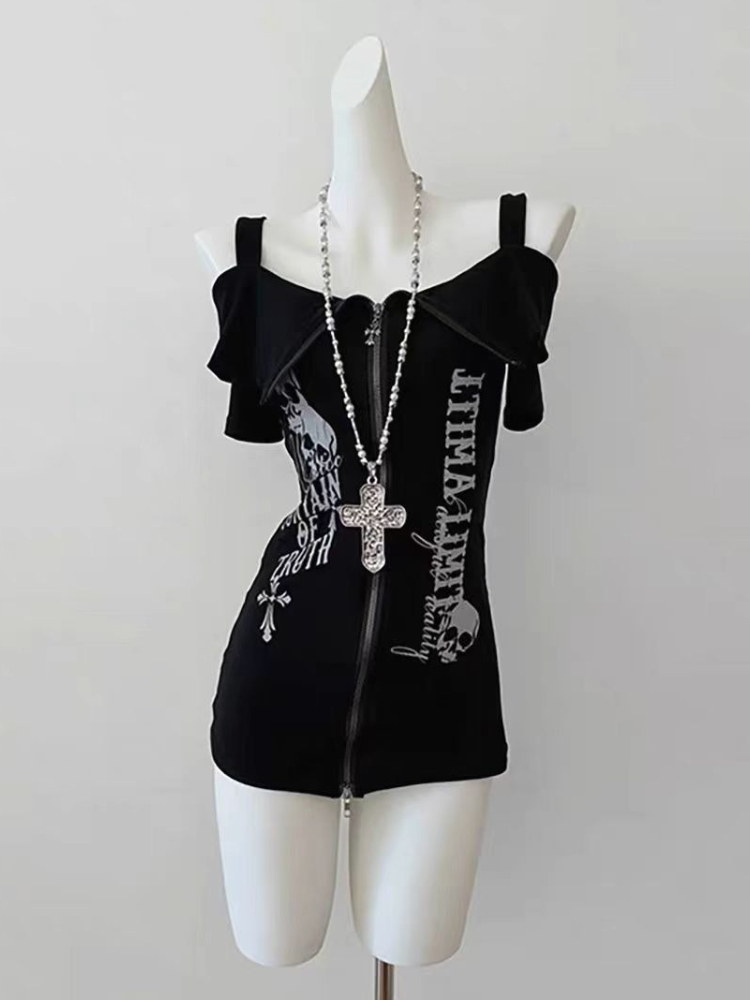 القوطية الأسود Y2K ثقافة فرعية - مراجعة Street Fashion Zip Up Hoodie وسعره