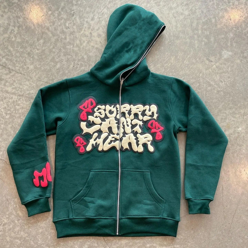 سترة بغطاء للرأس بسحاب مطبوعة  - مراجعة Street Fashion Zip Up Hoodie وسعره